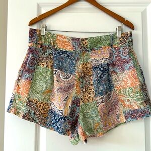 Rachel Zoe Multicolor Paisley Patchwork High-Waist Shorts